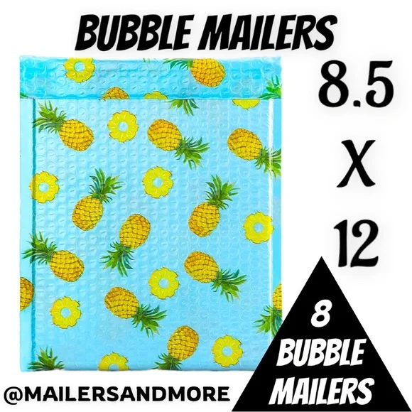 8 Count 8.5” X 12” Pineapple Bubble Mailers, Shipping Supplies, PRICE IS FIRM