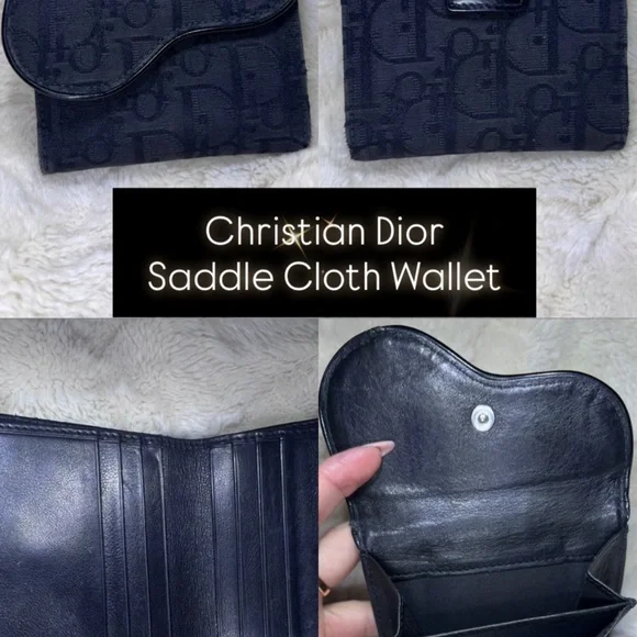 Dior Black Saddle Cloth Wallet