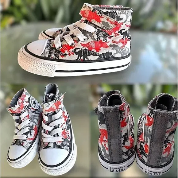 🦖🦕Converse Toddler Chuck Taylor All Star Dino Daze High-Top Sneakers Size 6