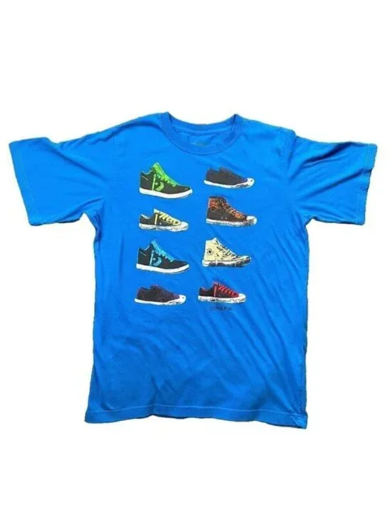Converse Boys Graphic Tee Blue Sneakers Shirt Youth XL 13-15