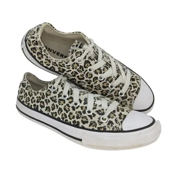 Converse Chuck Taylor AS Lox Ox Girls Pre-owned Cheetah Print Sneakers - sz. 1