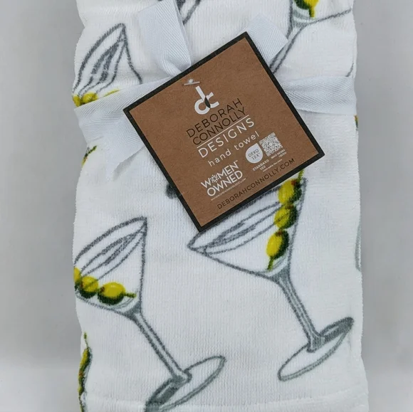 Martini Print Hand Towels Set Of Two Cotton Lyocell 16