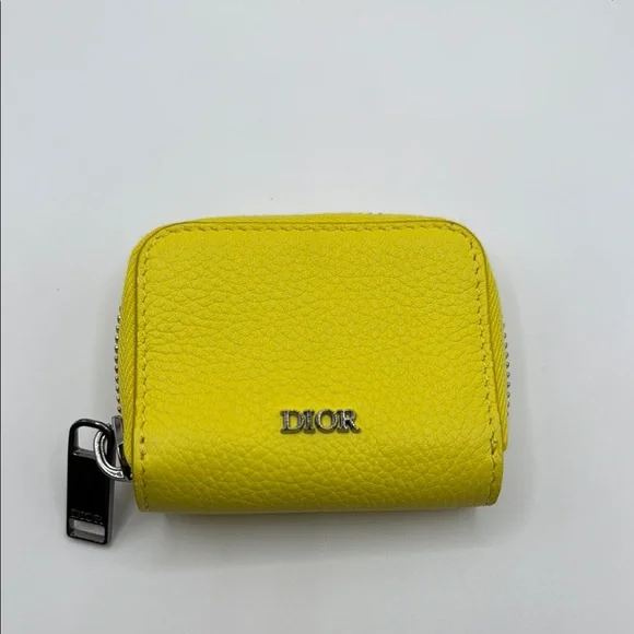 Christian Dior Yellow Round Zip Wallet/Coin Case