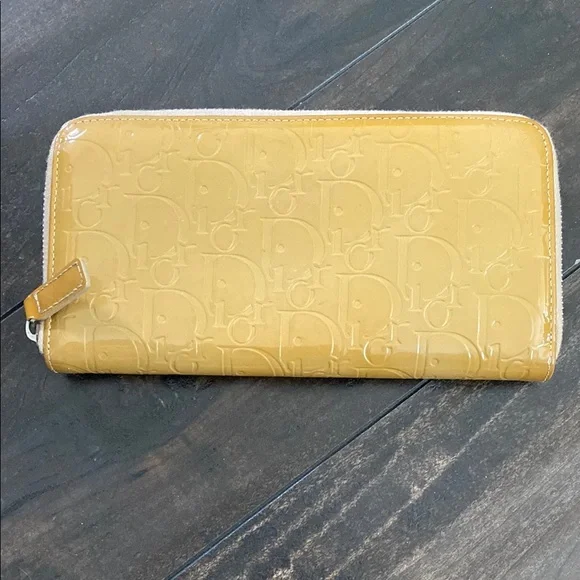 Dior Mustard Embossed Logo Wallet