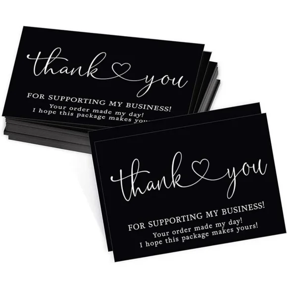 ★ 25 Black Thank You Cards Small Business Packaging Inserts Elegant