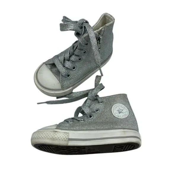 Converse Toddler Kids CT All Star 761008C Silver Lace Up Sneakers Shoes Size 5