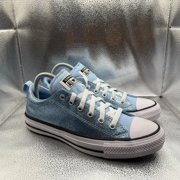 Size 6 Converse Chuck Taylor All Star Madison Glitter Blue Kids Sneakers A13157C
