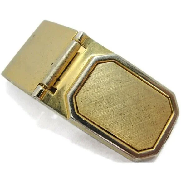 Vintage Brushed Gold Tone Money Clip Men Wallet ID Credit Card Holder