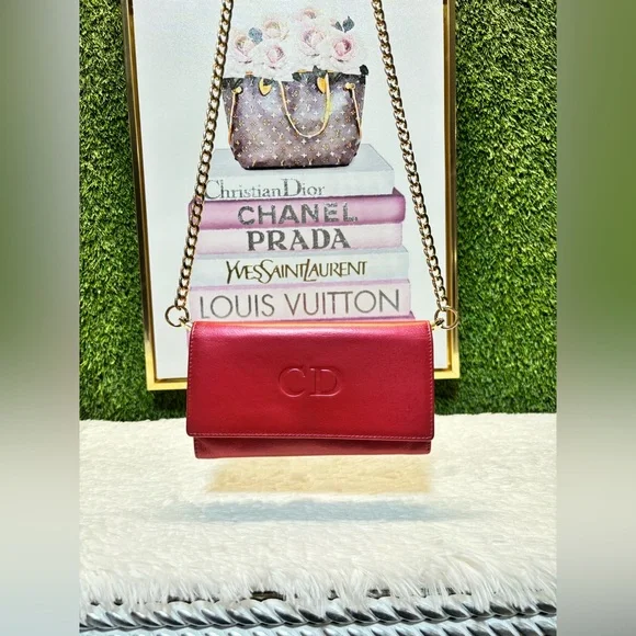 ❤️ Christian Dior Vintage Red Leather Wallet A114U0