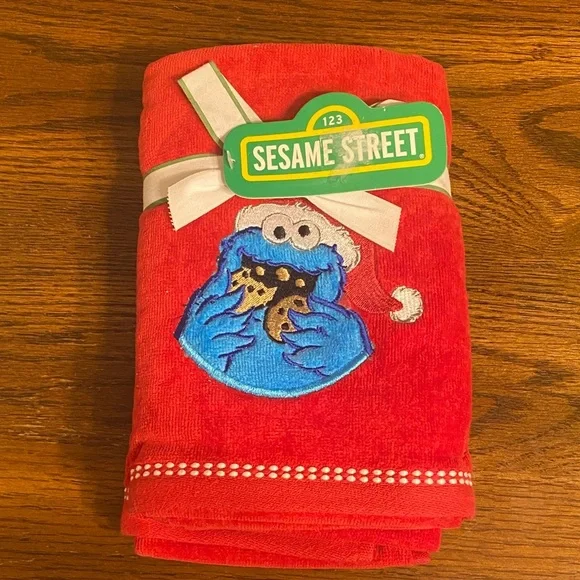 Sesame Street Cookie Monster Red Holiday Hand Towels