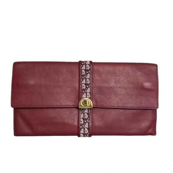 Dior vintage burgandy leather wallet