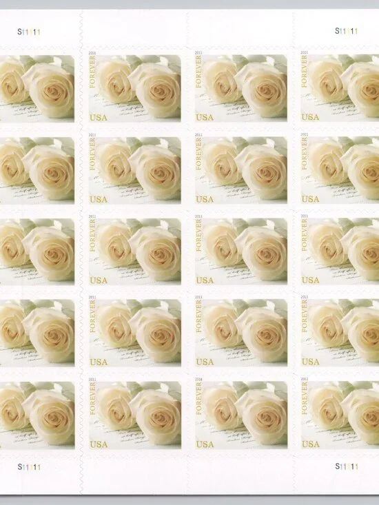 100 White Wedding Roses 2011 Forever Stamps For Invitations USPS‎