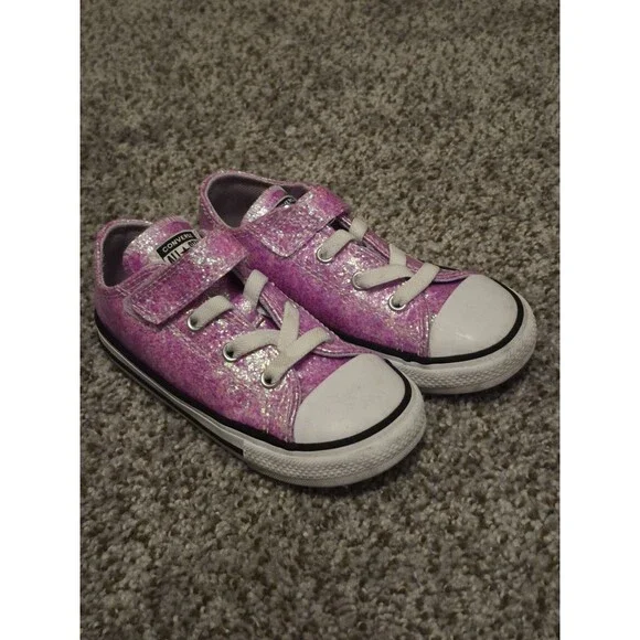 Converse Pink Glitter Sparkle Toddler Size 9 Skater Girly