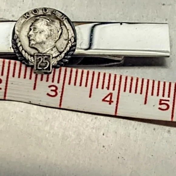 Vtg 1954 sterling silver Kodak 25 years coin tie clip antique