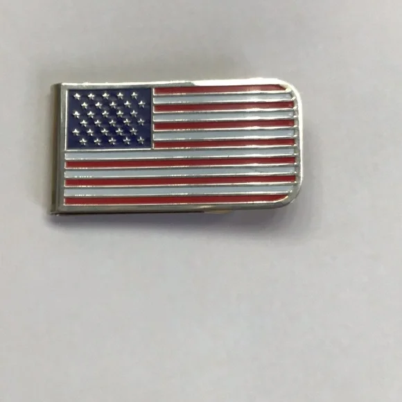 USA Money Clip Flag Silver Tone