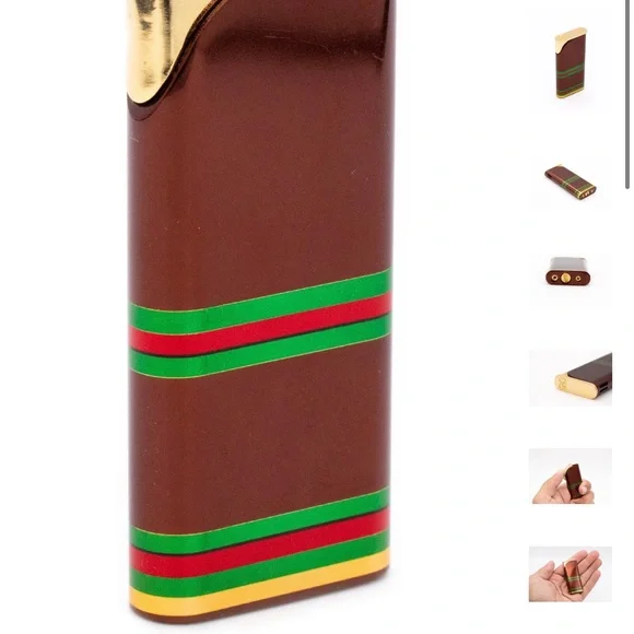Luxury Brown and Gold Lighter with Green and Red Accents