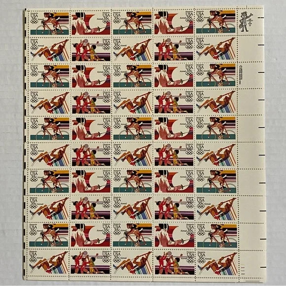 Olympic Stamps Scott C109-112 1984 SUMMER Full Sheet US 35¢ Airmail Stamps MNH