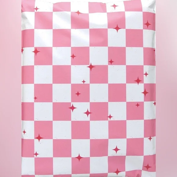 20 pink checkered poly mailers