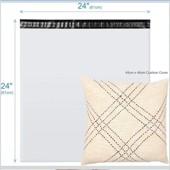 White 24 x 24” Pollymailers will cover large posh box 10ct