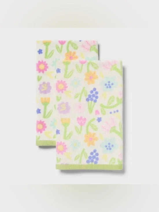 2pk Easter Floral Hand Towel Set - Room Essentials