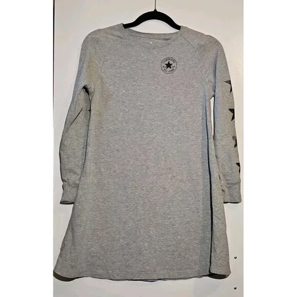 Converse Girls Size L Dark Gary Heather Long Sleeve Shirt Dress