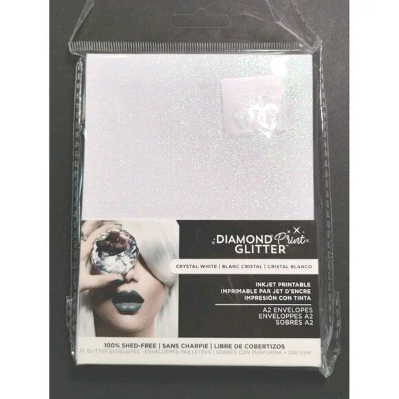 Harmony Paper Inkjet Printable Glitter A2 Envelopes, 20 Pack, Crystal White, NEW