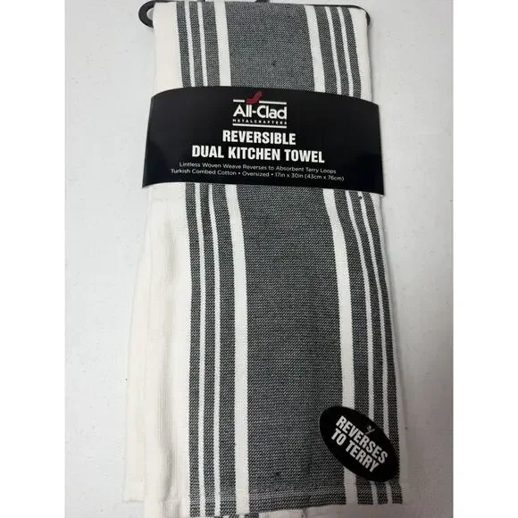 ALL-CLAD Black- Reversible Kitchen Towels ~ 17