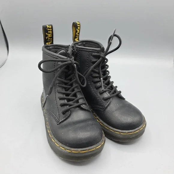 Dr. Marten's Zavala Boots‎ Toddler Size 9 Black Leather Combat Zipper Lace Up