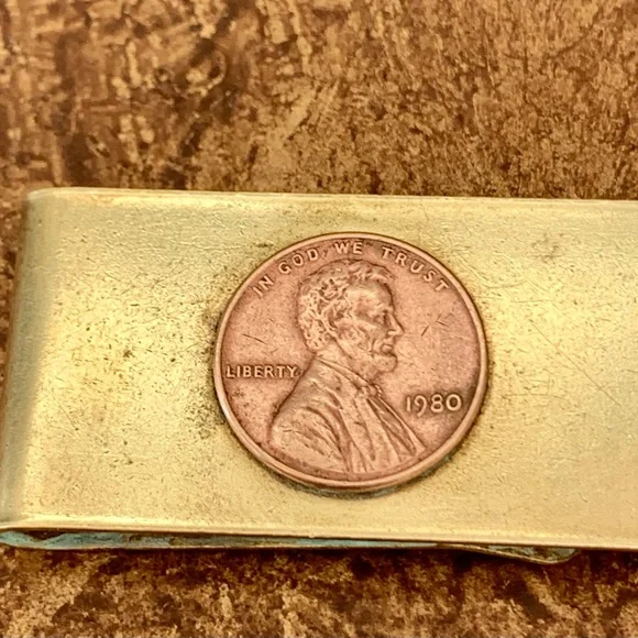 1980 penny handshake money clip men jewelry