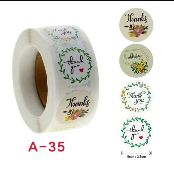 500‎ pcs literary flowers thank you roll stickers