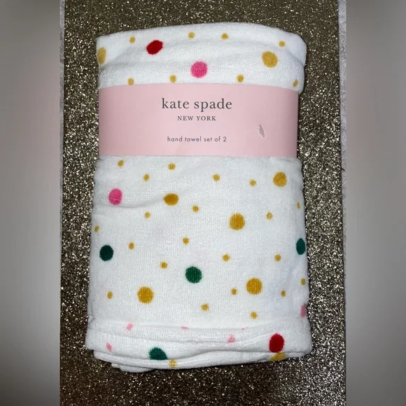 🎉HP🎉New! Kate Spade Rainbow Dot Cotton Hand Towels 2 Piece-18”x28”💕