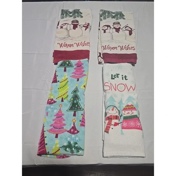 Cotton Set Of 4‎ Christmas SNOWMEN Bathroom Towels WINTER H3241