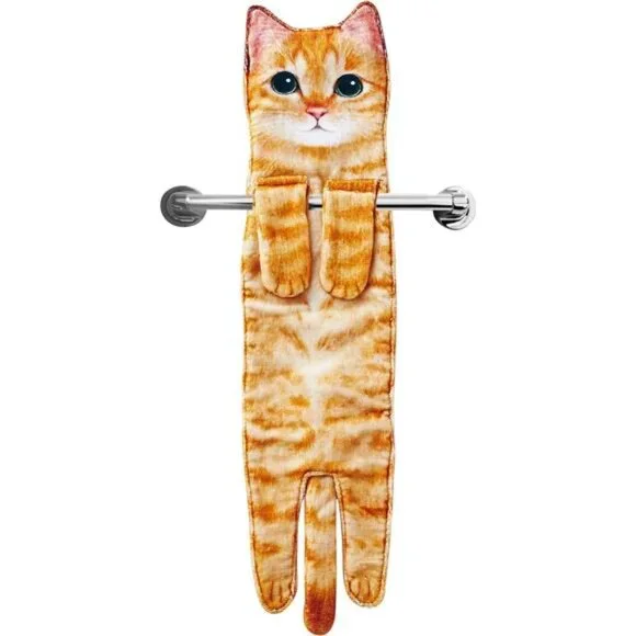 Funny Hand Towels - Cute Cat Decor Hanging Washcloths & Face Towels
