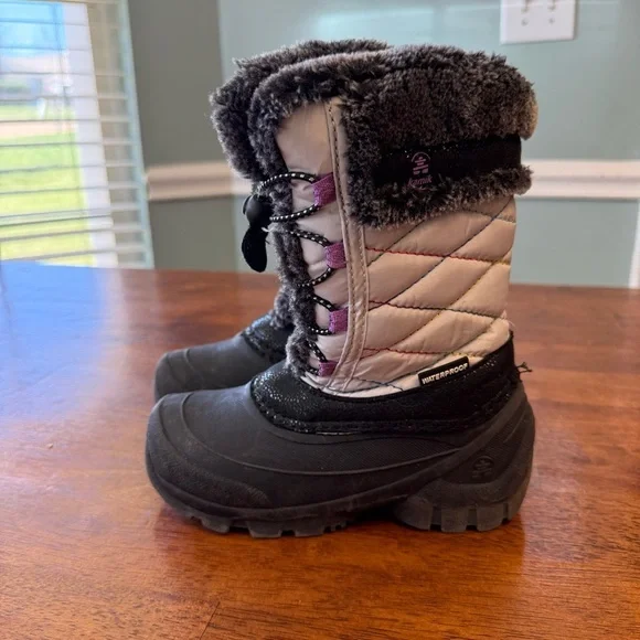 Kamik Kids Star 3 Winter Snow Boots Grey Purple Waterproof Insulated size 12