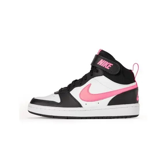 NWT Nike Big Kid's Court Borough Mid 2 Shoes, Black/Sunset Pulse-White, 5Y