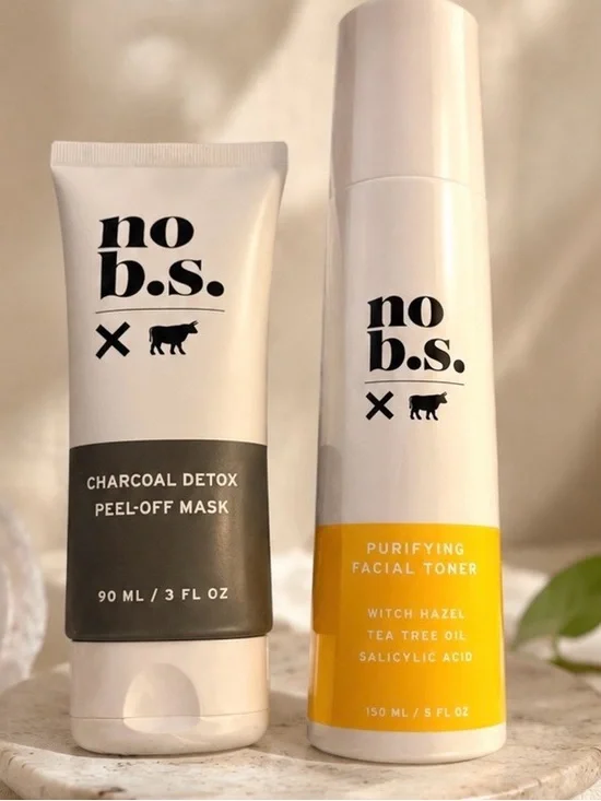 NIB no b.s. Spa Acne Bundle Charcoal Detox Perl-Off Mask+Purifying Facial Toner