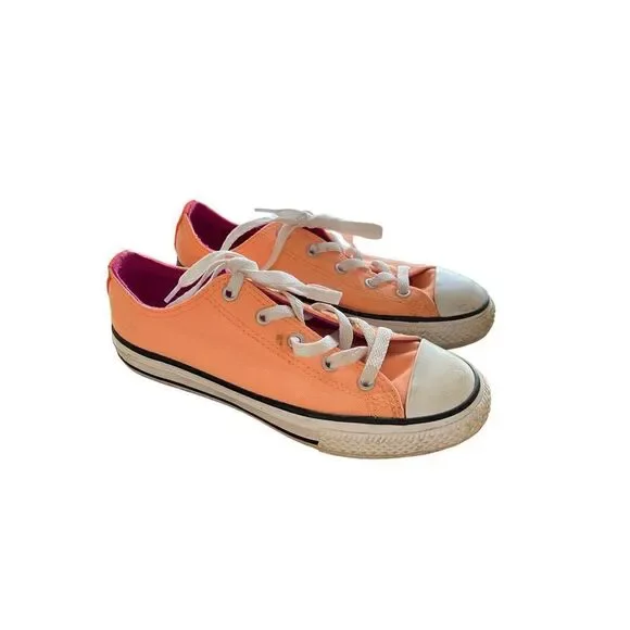 Converse Kids Girls Orange Lace Up Low Top Chuck Taylor All Star Sneakers Size 3