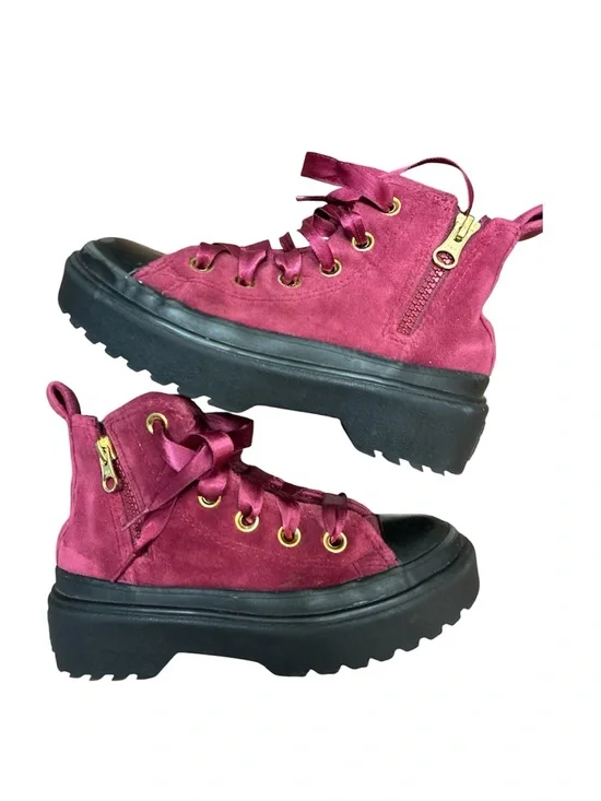 Converse Chuck Taylor All Star Lugged Lift Platform Pink Velvet Size 12 kids