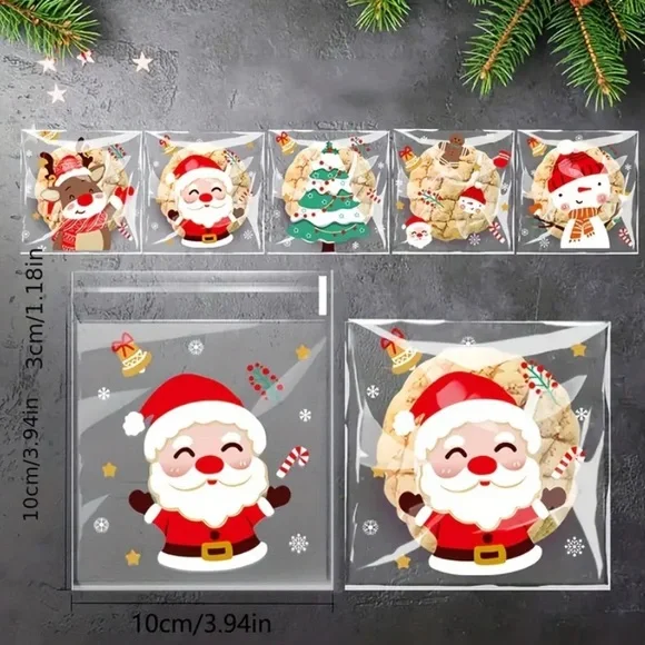 BuyNow✨50Pc 4x4 Cellophane Mixed Christmas Bags