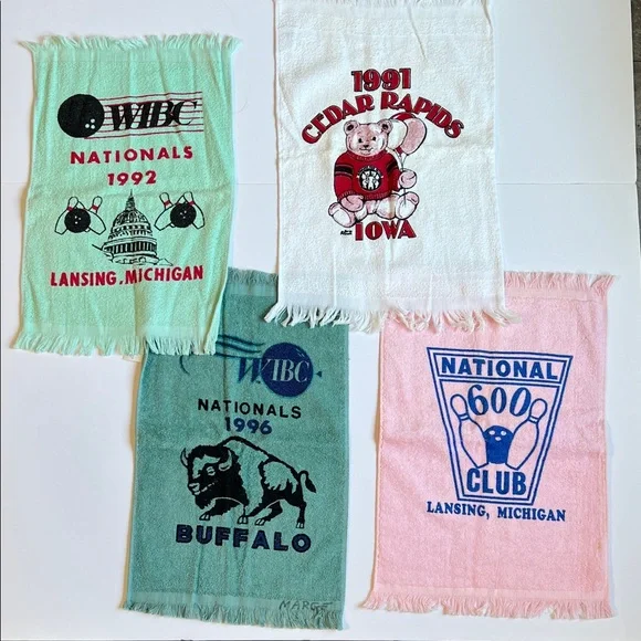 Vintage Bowling Towels Set Lansing, Cedar rapids, & Buffalo NY