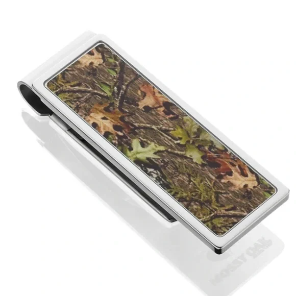 Money Clip in Mossy Oak camo with stainless steel Silver Trim. #mossyoak