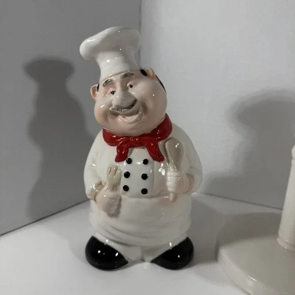 Italian Fat Chef 3D Ceramic Lot‎ of 5 Pieces | Towel, Utensil, Soap, Sponge READ