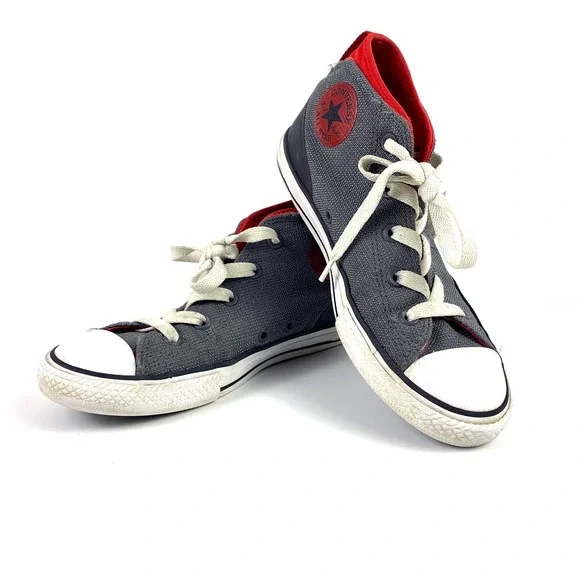 Converse All Star Syde‎ Street Mid Sneaker Jr Sz 4 Red Gray Black Chuck Taylor