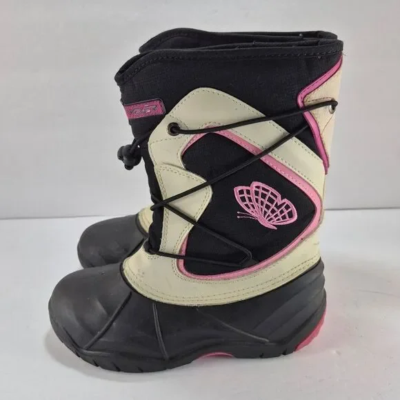 Spyder Insulated Snow Boots with Butterfly Logo, Kids/Youth Size 1 Cozy Retro...