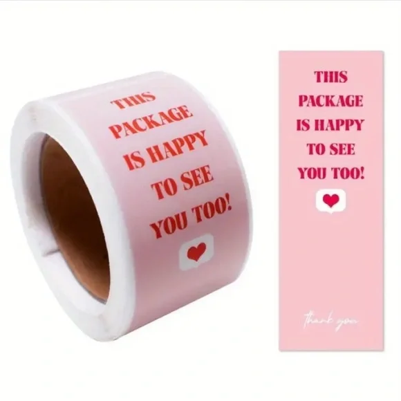 100pcs/roll “This Package Is Happy To See You Too” Stickers