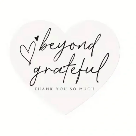 100 Heart Shaped Thank You Cards for Small Business