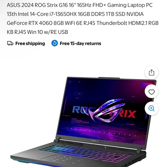 ROG Strix G16 G614 Intel Core i7 13th Gen., 16GB RAM, 1TB SSD, NVIDIA GeForce RT