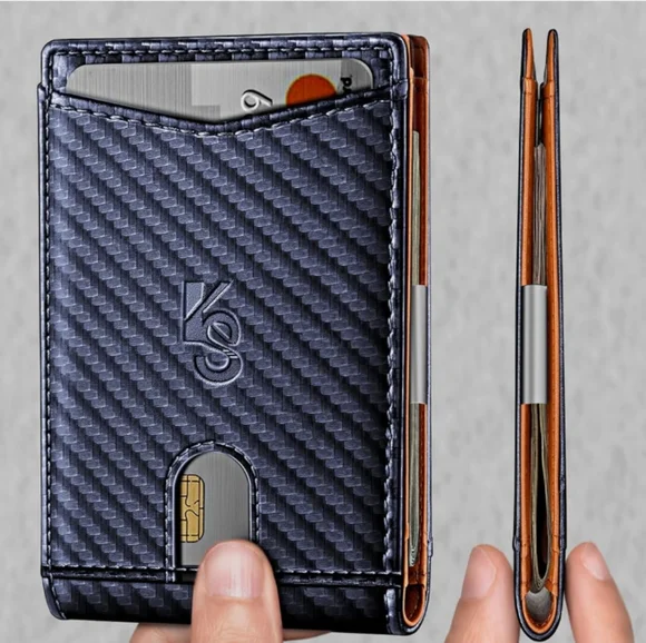 NWT Men's Slim Leather Wallet Money Clip