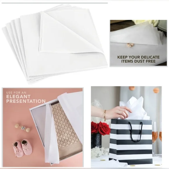 NEW 100 Sheets 20×20 White Tissue Paper Acid Free Premium Gift Wrapping Packing