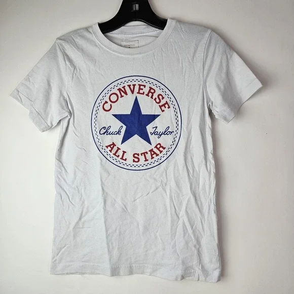 Converse All Star Chuck Taylor Youth Boys T-Shirt M White Cotton SS Basic Active
